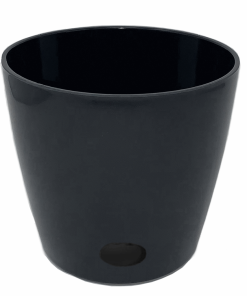 10" Black Round Self-Watering Bamboo Pot