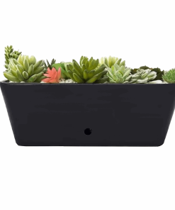 16" Black Rectangular Self-Watering Bamboo Planter