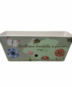 16" Flowers Rectangular Self-Watering Bamboo Planter